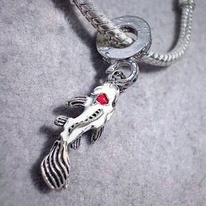 Silver Tone White Koi Fish Dangle Charm fits Pandora